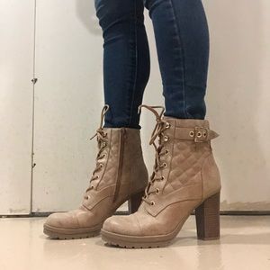 Tan Guess heeled boots